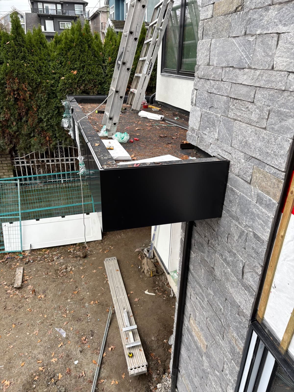 Custom metal canopy installation