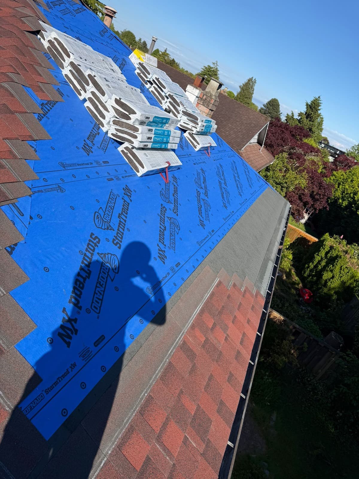 Roof replacement in progress
