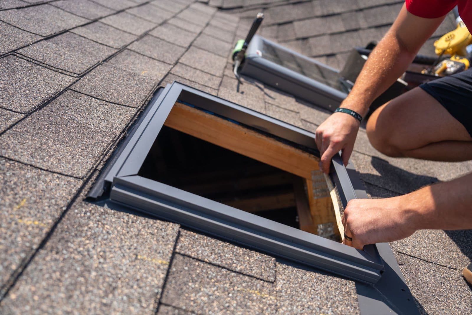 Skylight installation in progress